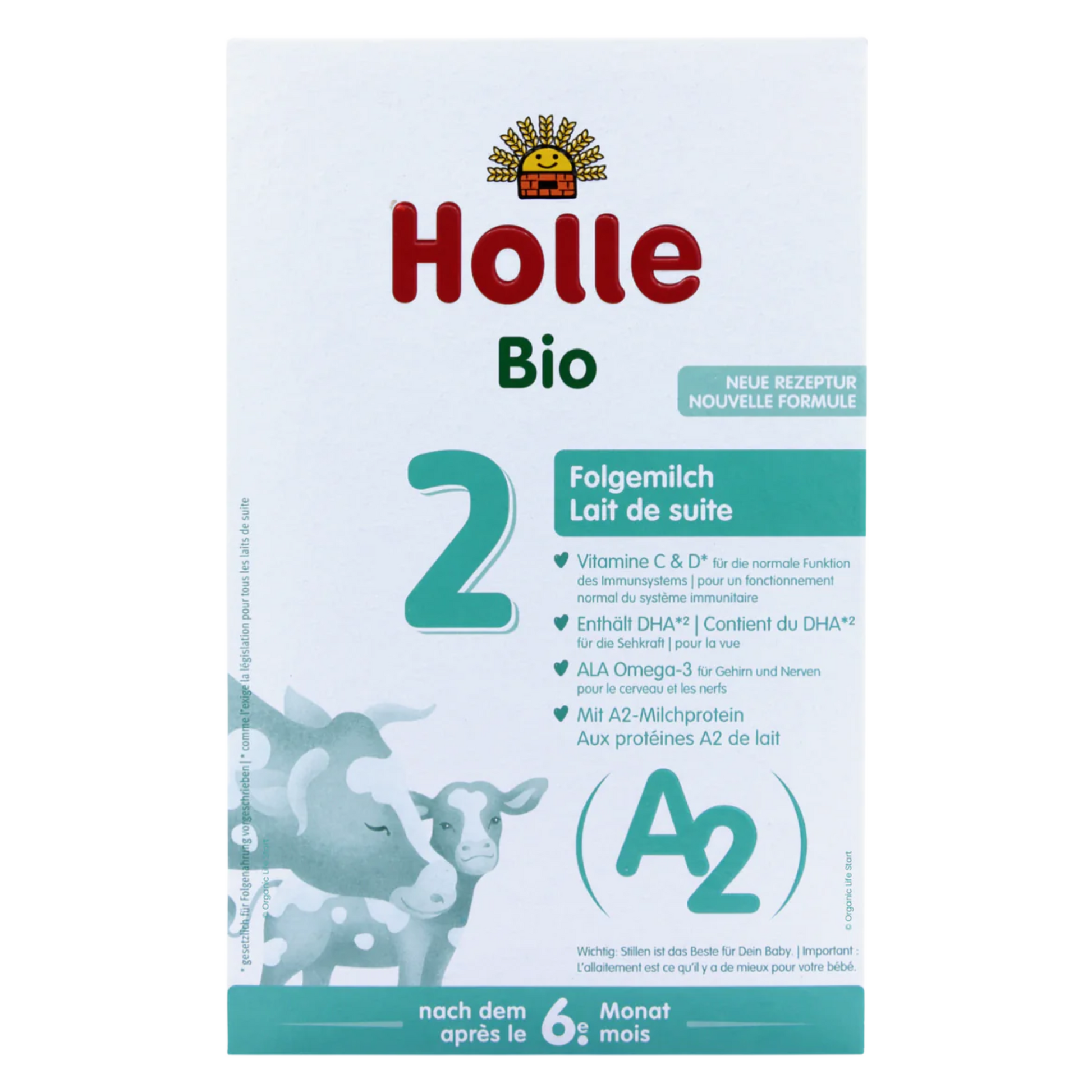 Holle Bio milk formula packaging on a white background