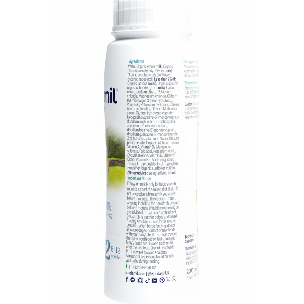 Kendamil Organic Follow On Milk ingredients panel