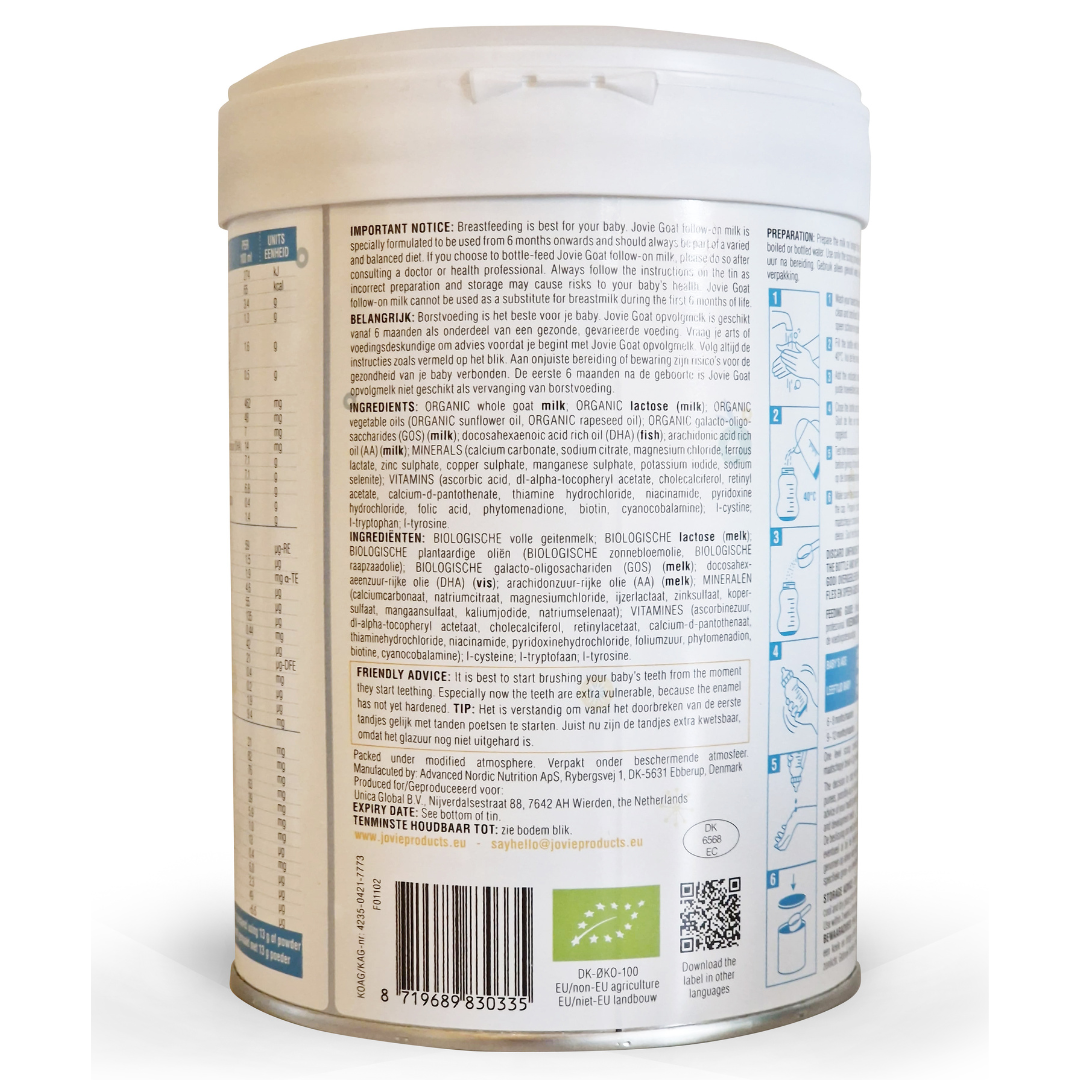 Leche de cabra orgánica Jovie (Etapa 2) 